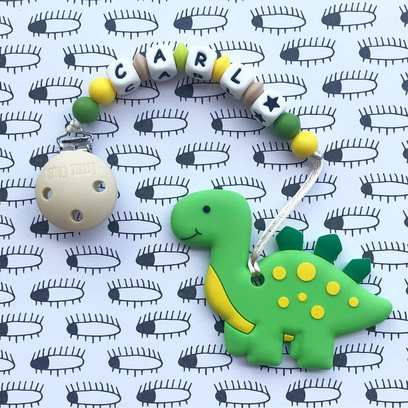 Personalized Teether: Cute Dinosaur (Green)