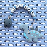 Personalized Teether: Dinosaur (Grey)