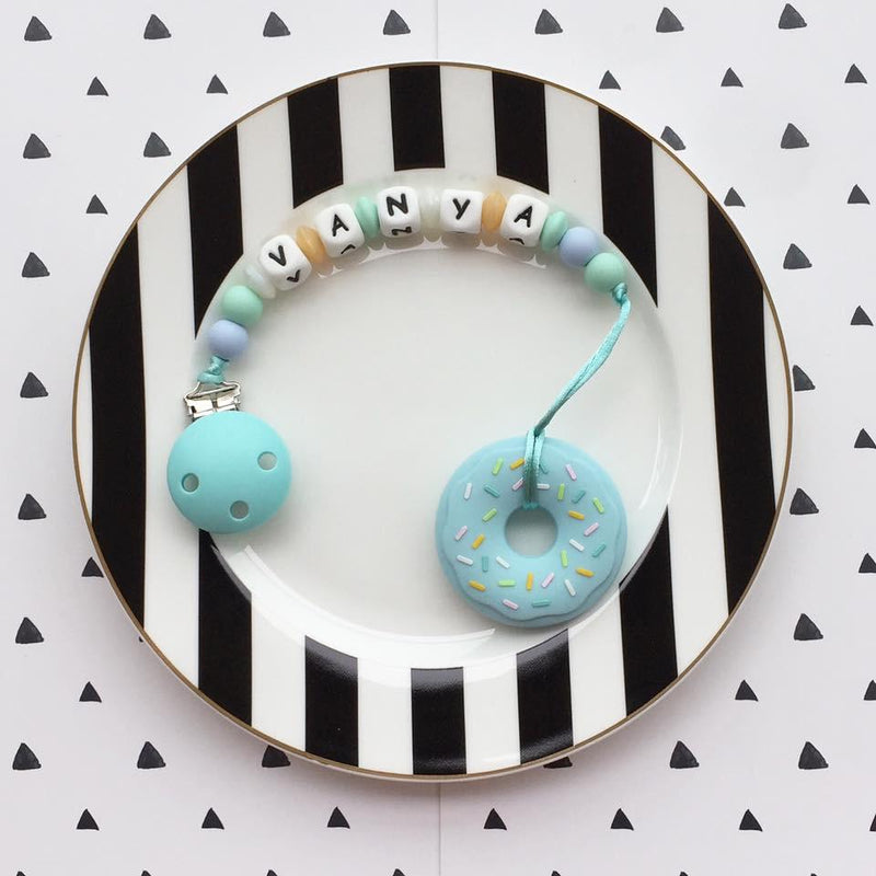 Personalized Teether: Donut (Blue)
