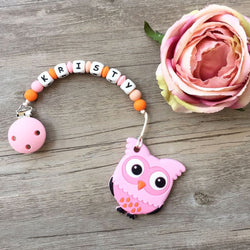 Personalized Teether: Owl (Pink)