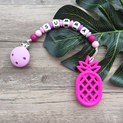 Personalized Teether: Pineapple (Fuschia)