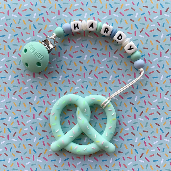 Personalized Teether: Pretzel (Mint)