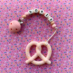 Personalized Teether: Pretzel (Pink)