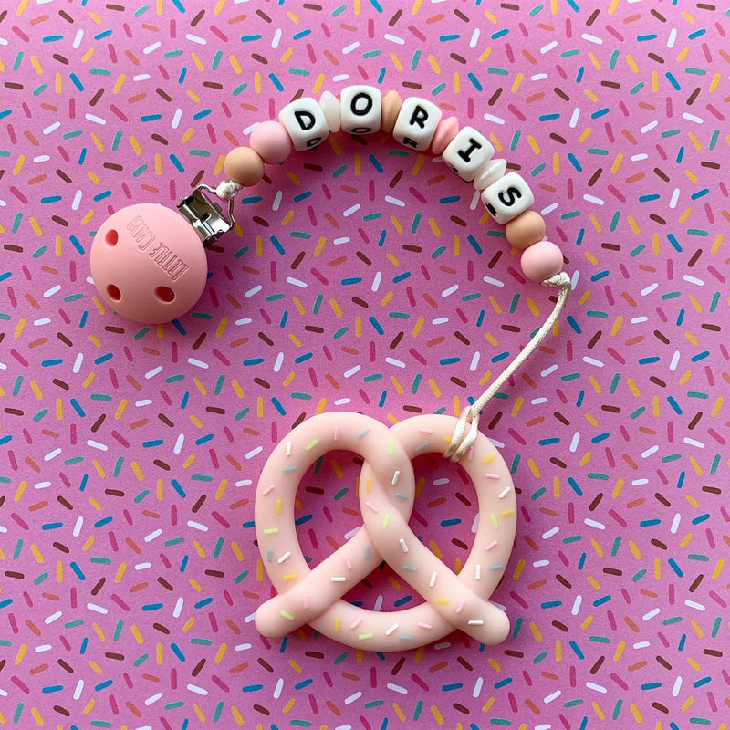 Personalized Teether: Pretzel (Pink)