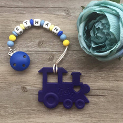Personalized Teether: Train (Blue)