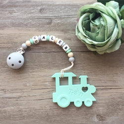 Personalized Teether: Train (Mint)