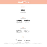 Font options for name personalization on the blanket. TinyBitz knitted baby blanket.