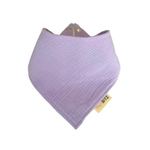 Lavender organic muslin bib, perfect for baby gifts and keepsake accessories.