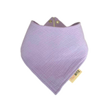 Lavender organic muslin bib, perfect for baby gifts and keepsake accessories.