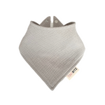 Light grey organic muslin bib, perfect for baby gifts and keepsake accessories.