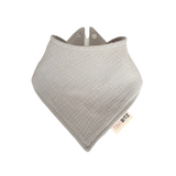 Light grey organic muslin bib, perfect for baby gifts and keepsake accessories.