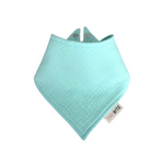 Mint organic muslin bib, perfect for baby gifts and keepsake accessories.