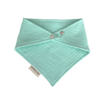 Baby bib in mint personalised baby gift made from breathable muslin by TinyBitz.