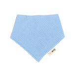Sky Blue organic muslin bib, perfect for baby gifts and keepsake accessories.
