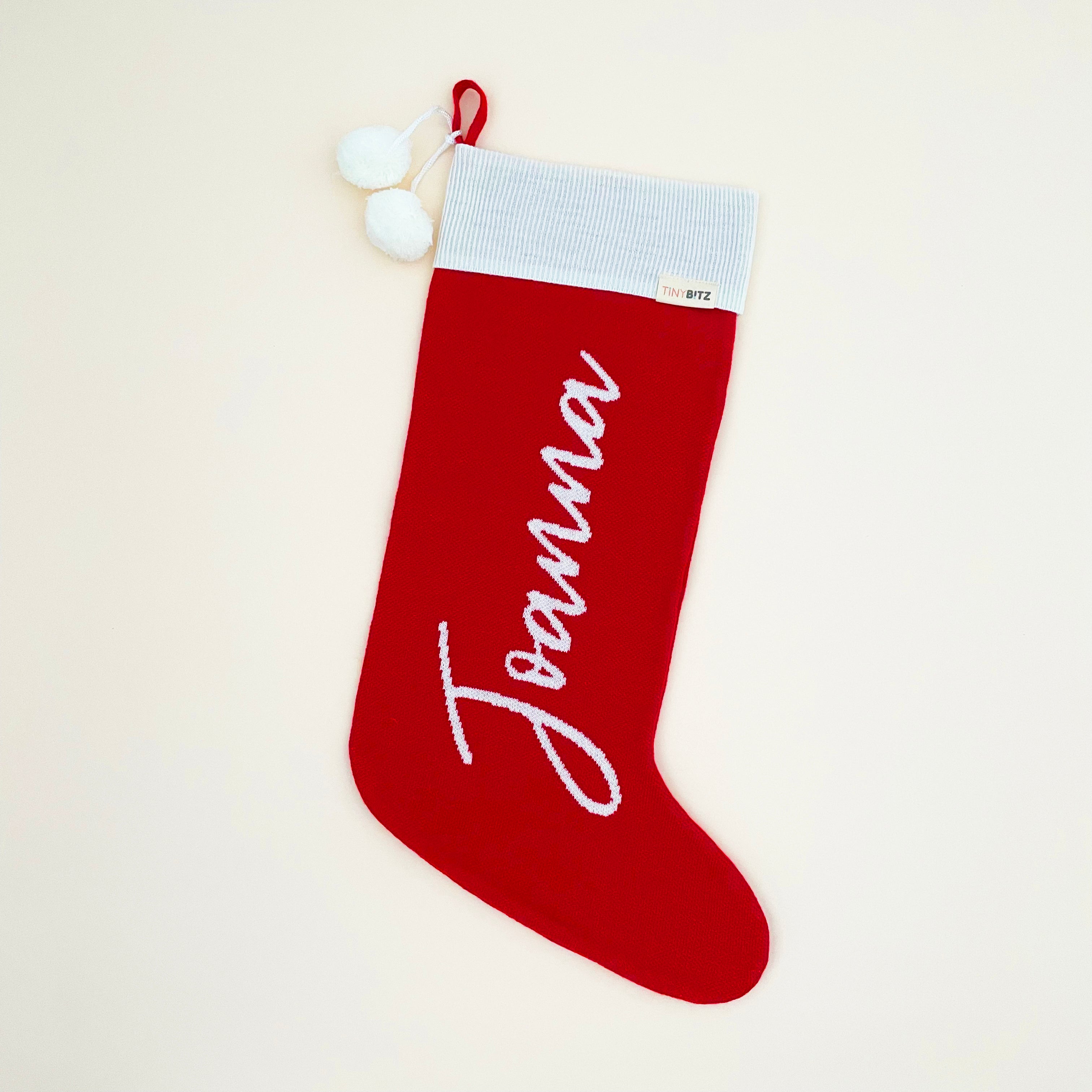 Personalized Knitted Christmas Stocking (Red)
