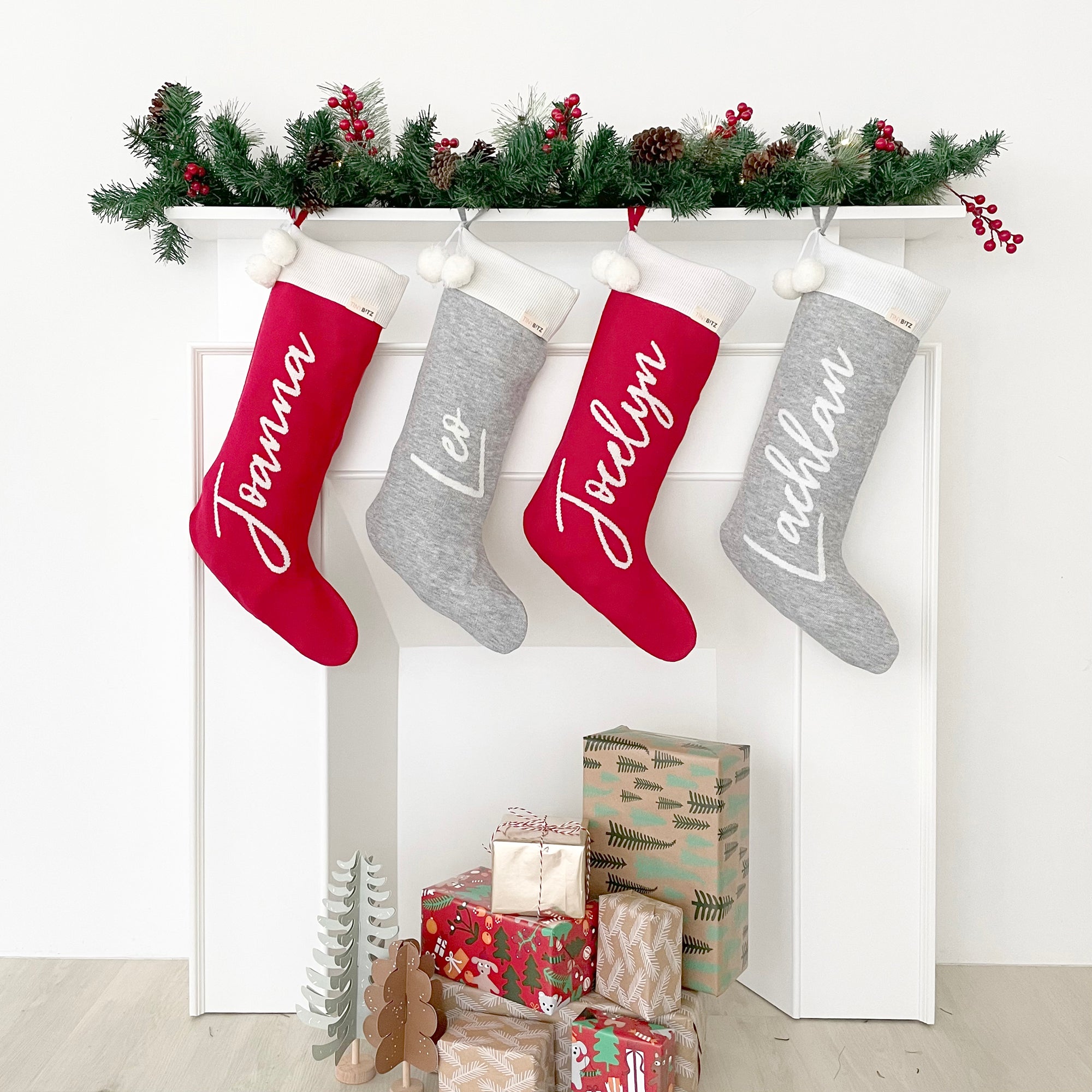 Personalized Knitted Christmas Stocking (Red)